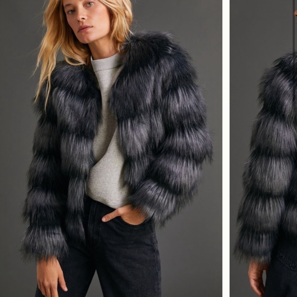 RARE!!!! ANTHROPOLOGIE NWT Unreal Fur Faux Fur Jacket Size M. - Picture 2 of 12
